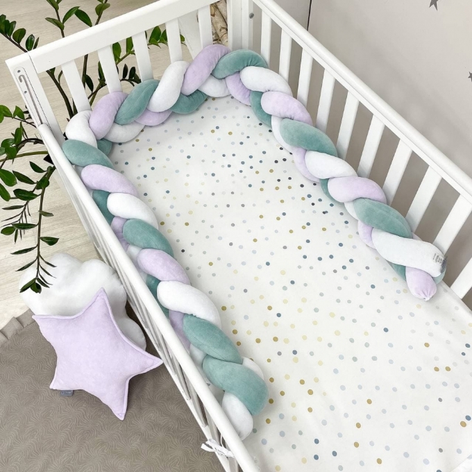 Protectie laterala patut bebe menta-violet (4)